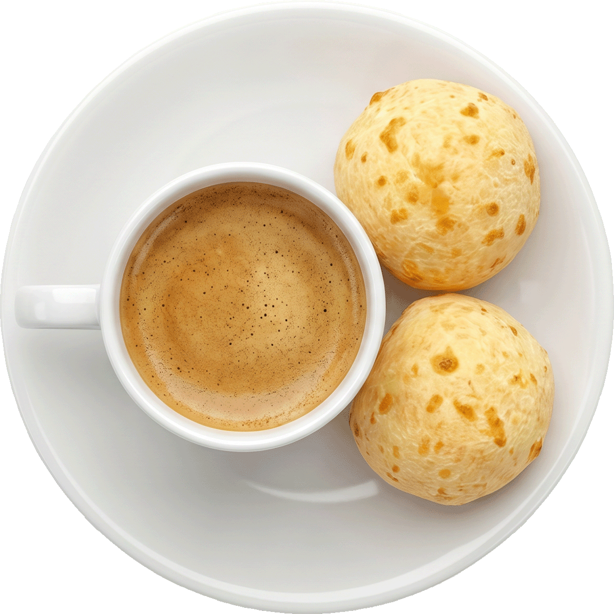 Xícara de café com pão de queijo